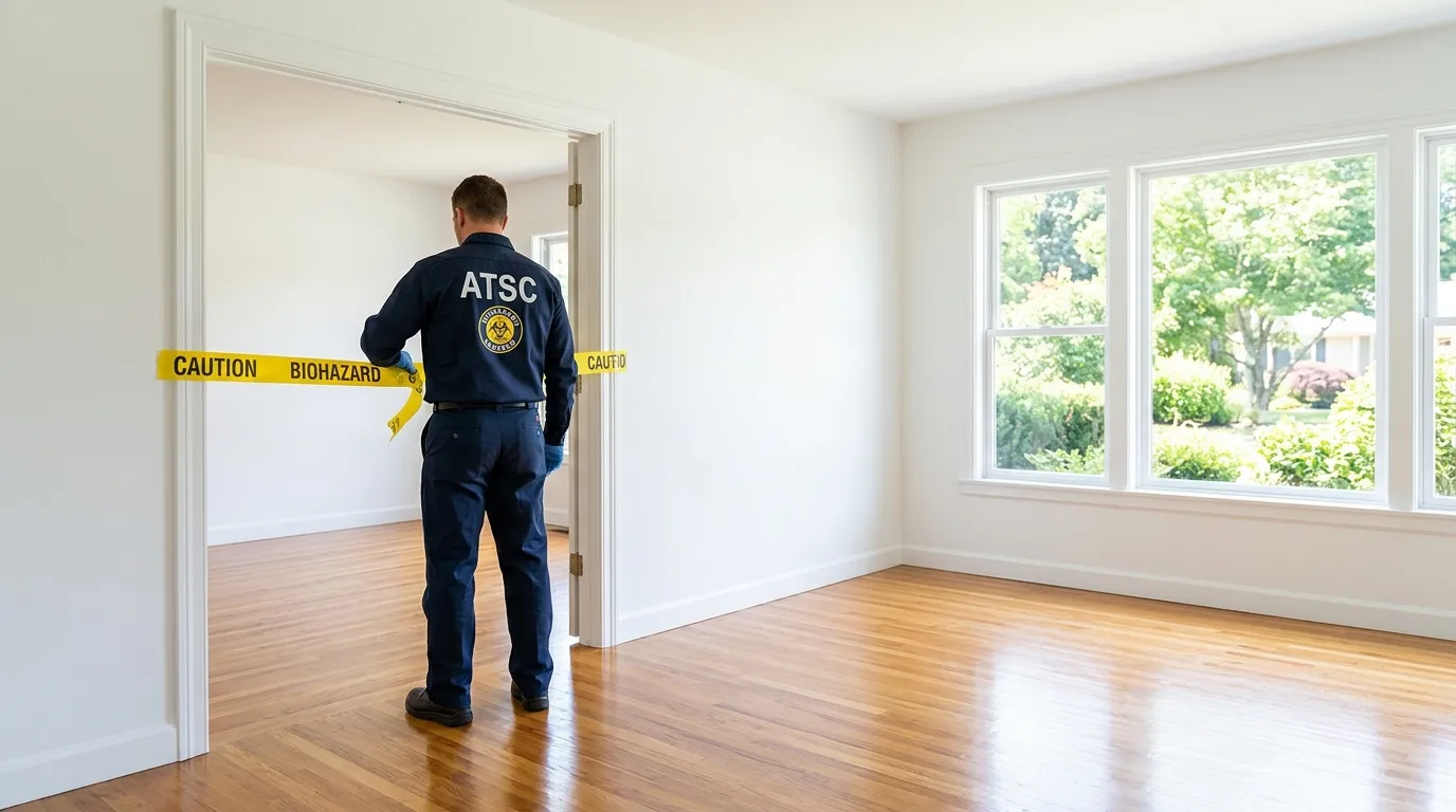 Certified biohazard cleanup crew performing Trauma Scene Cleanup in Kentfield